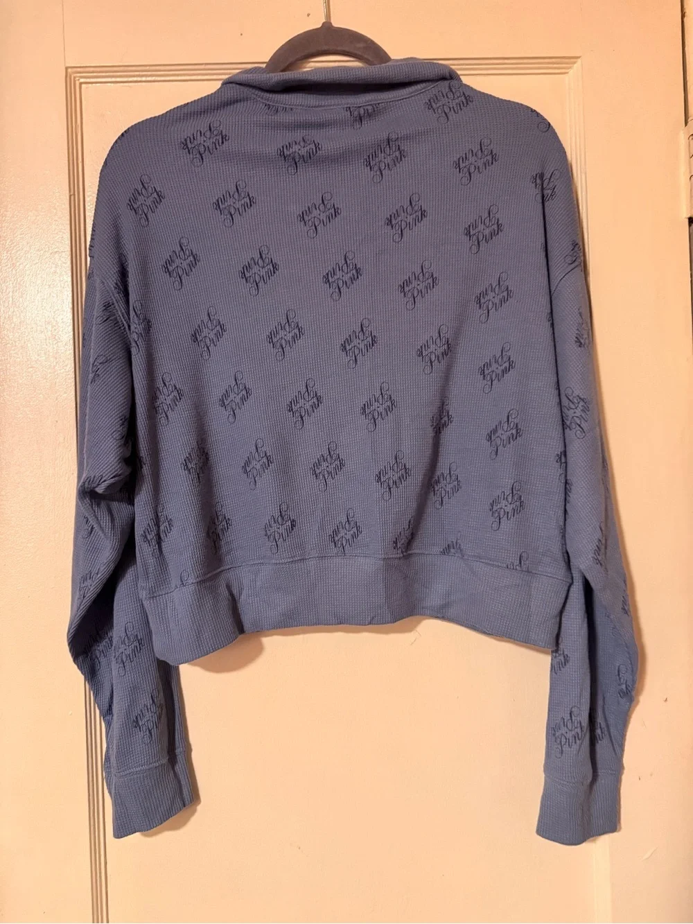 PINK Victoria's Secret Dusty Blue Button Polo Sweatshirt